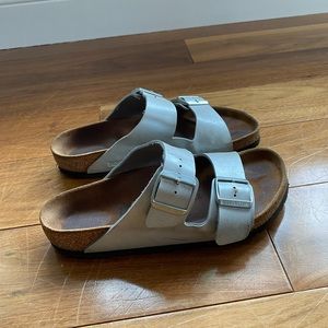 Silver Birkenstock sandals